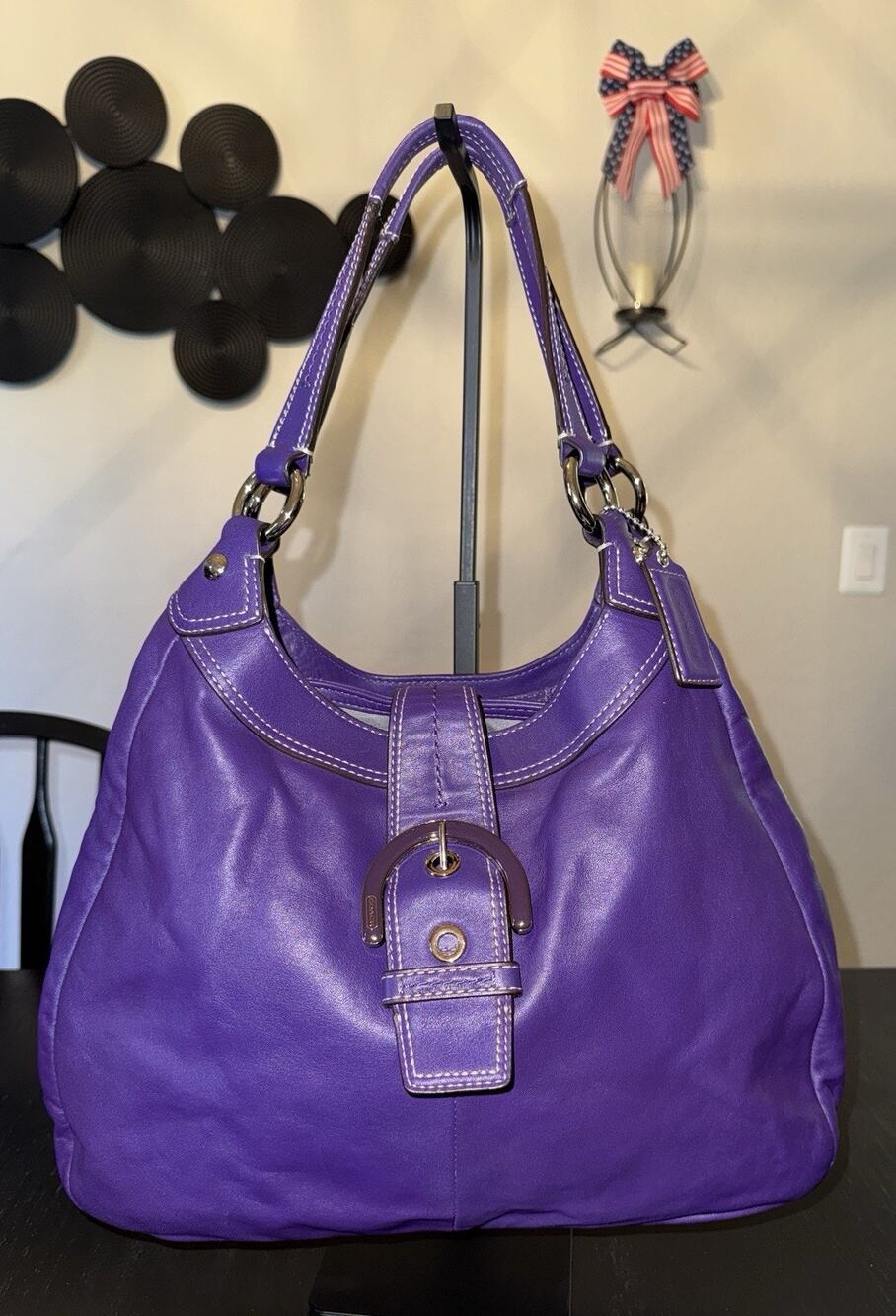 Y2K Coach Soho Lynn Purple Leather Hobo Shoulder Bag